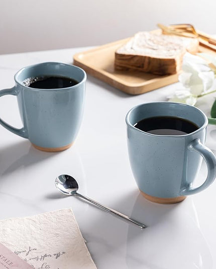 AmorArc 12oz Coffee Mugs, Ceramic Coffee Mugs set of 4 for Man, Woman, Dad, Mom, Modern Coffee Cups with handle for Latte/Cappuccino/Milk/Cocoa. Dishwasher&Microwave Safe, Blue