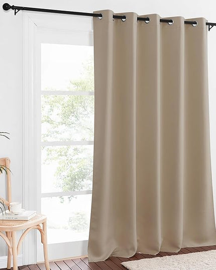 NICETOWN Sliding Door Window Treatment Blackout Patio Door Curtain Panels, Privacy Thermal Drapes for Bedroom Living Room Department with Grommet Top (Taupe, W66 x L110)