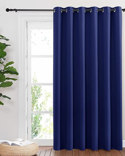 NICETOWN Sliding Glass Door Curtain Panel, Home Decoration Privacy & Noise Reducing Room Divider for Shared Apartment (Navy Blue, 80 inches x 84 inches)