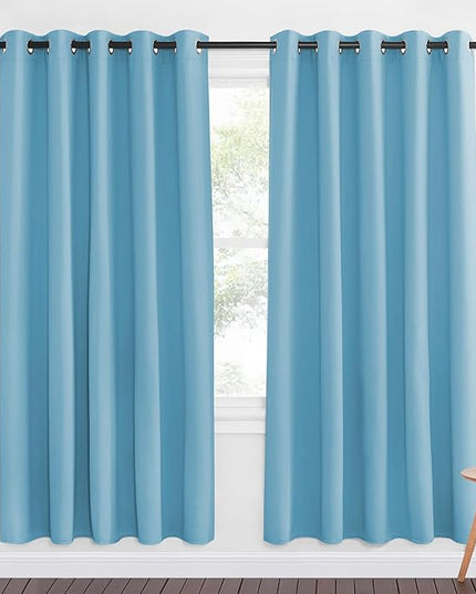 NICETOWN Teal Blue Blackout Curtains for Bedroom 72 Inches Long, Thermal Insulated Room Darkening Grommet Window Curtains for Living Room Nursery, 66 inch x 72 inche, 1 Panel