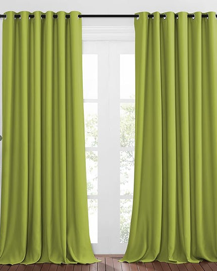 NICETOWN Light Reducing Grommet Curtains - Triple Woven Textured Soft Curtain Panels for Living Room Window Treatment Drapes for Sliding Door (W80 x L108, Fresh Green, 2 Pieces)
