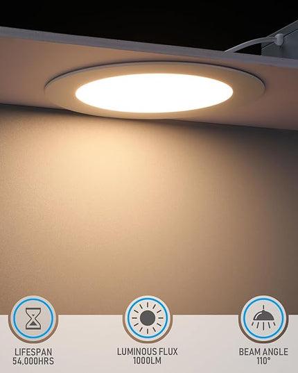 TORCHSTAR 12-Pack 6 Inch Ultra-Thin LED Recessed Lighting with J-Box, 3000K Warm White, 12W Dimmable 1000lm Brightness LED Downlight, ETL & Energy Star Listed