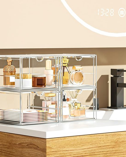 Versatile Acrylic Makeup Organizer, Drawer Organizer - Transparent Desktop Storage for Cosmetics, Office Supplies & More - Clear Organizer for Home & Office Use