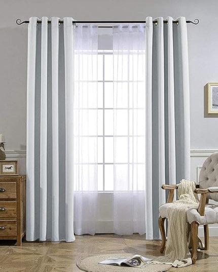 NICETOWN Room Darkening 108 inches Long Curtains for Living Room - Ring Top Thermal Insulated Sound Reducing Window Treatment Drapes for Nursery/Bedroom, W52 x L108, 2 Panels, Greyish White