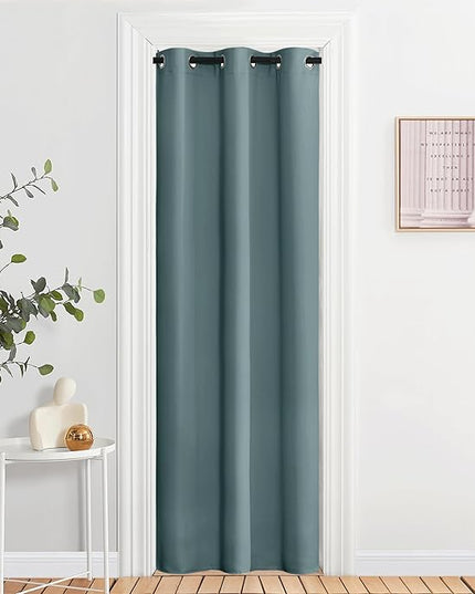 NICETOWN Blackout Greyish Blue Curtains & Drapes for Living Room - Thermal Insulated Solid Grommet Sound Reducing Room Darkening Window Treatments for Bedroom (2 Panels, W37 x L84)
