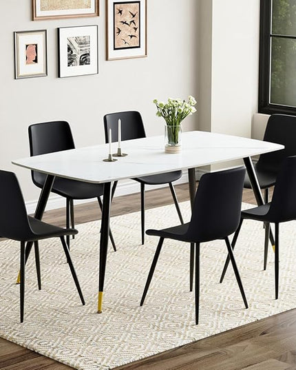Dining Room Table Set for 6, Dining Table Set for 6 with Chairs, Sintered Stone Dining Set for 6, Easy to Assemble
