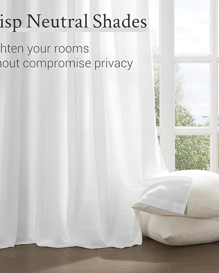 Topfinel Pinch Pleated 92 Inch Curtains 2 Panels for Living Room White Linen Curtains 92 Inches Long Pinch Pleat Drapes for Track System Light Filtering Semi Sheer Curtains for Dining Bedroom Office