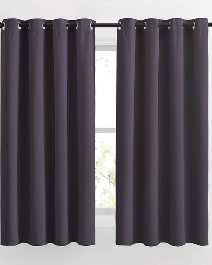NICETOWN Blackout Curtains for Bedroom, Grommet Solid Thermal Drapes Light Blocking Window Treatments Sound Reducing for Living Room, Greyish Purple, W46 x L63, 2 Panels