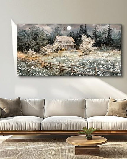 hyidecorart Nature Landscape Wall Paintings Wall Decor For Living Room Bedroom Decorations Rural Artwork Pictures Canvas Wall Art Large Framed for Office Farmhouse Aesthetic Home Decor Ready To Hang