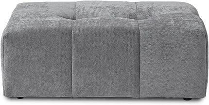 JACH Modern Ottoman Seat for Living Room, Linen Fabric Ottomans, Minimalist Foot Stool, Comfy Breathable Footstool for Living Room Apartment (Grey)