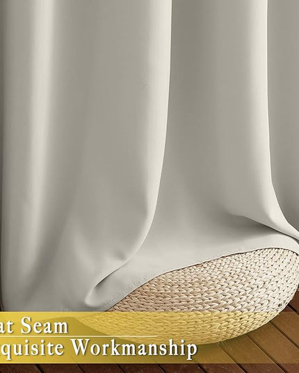 NICETOWN Blackout Natural Curtain for Patio Door, Grommet Room Divider French Door Curtain Wide Window Treatment Sound Reducing Thermal Drape for Sliding Door (1 Panel, W80 x L95)