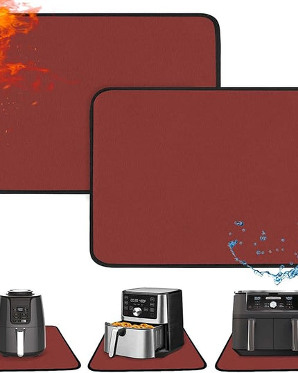 Heat Resistant Mats for Countertop - Fireproof 16x24in Heat Resistant Mats for Air Fryer - Kitchen Countertop Protector for Air Fryer, Coffee Maker, Stand Mixer, Toaster, Oven 2PCS - Red