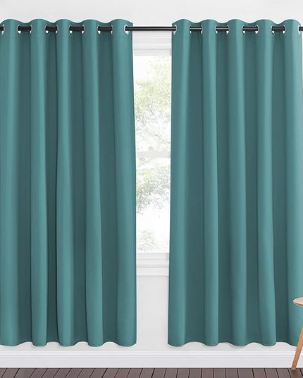 NICETOWN Sea Teal Blackout Curtains for Bedroom 72 Inches Long, Thermal Insulated Room Darkening Grommet Window Curtains for Living Room Nursery, 66 inch x 72 inche, 1 Panel