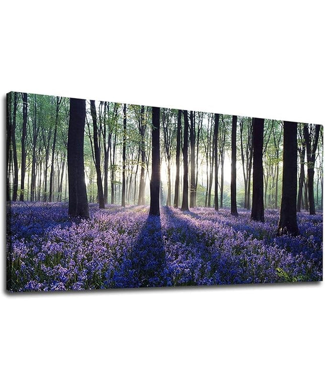 yearainn Forest Lavender Canvas Wall Art Large Green Trees Scenery Picture Prints Modern Purple Nature Canvas Artwork for Home Office Wall Decor 29" x 58"