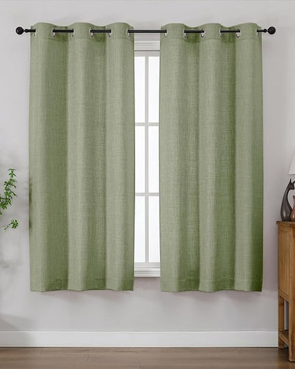 Chyhomenyc Sage Green Curtains 54 Inch Length 2 Panels for Living Room, Light Filtering Faux Linen Textured Solid Window Curtains, Modern Soft Grommet Drapes for Bedroom, 40Wx54L, 2PCS