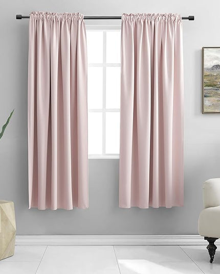DONREN Blush Pink Curtains 72 Inch Length - 2 Panels Room Darkening Curtain Drapes for Bedroom Girls - Baby Pink Rod Pocket Thermal Insulated for Baby Nursery W 52" x L 72"