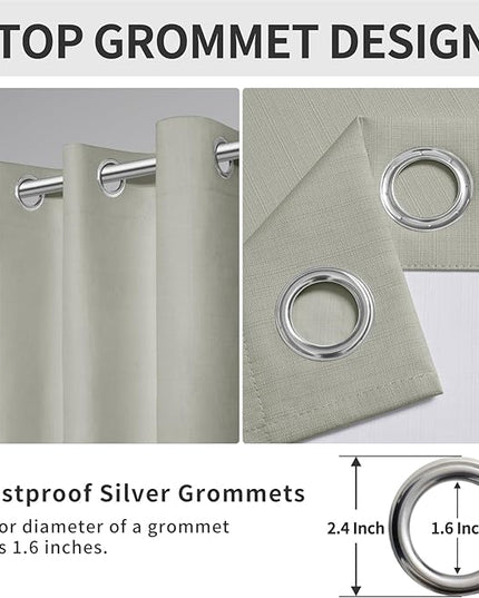 Easy-Going Linen Look 100% Blackout Curtain 52x63 Inch Window Curtain Drapes for Bedroom, Living Room Thermal Insulated Room Darkening (Set of 2 Panels, Stone)