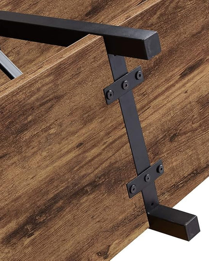 IBF Rustic Console Table for Entryway, Farmhouse Wood Sofa Table with Storage, Industrial Open Entry Table for Hallway, Modern Foyer Tables Behind Couch Shelf for Home Living Room, Rustic Brown, 55 In