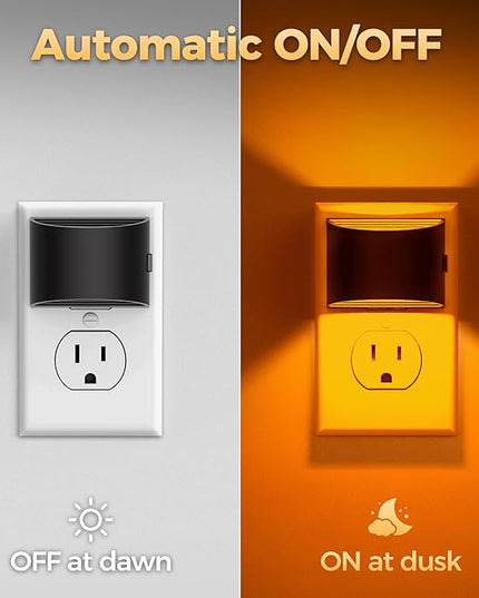 DORESshop LED Night Light[2 Pack], Night Lights Plug into Wall, 3 Level Brightness Adjustable Plug in Night Light, Dusk to Dawn Sensor, Nightlights for Adults, Bedroom, Bathroom, Hallway, Amber