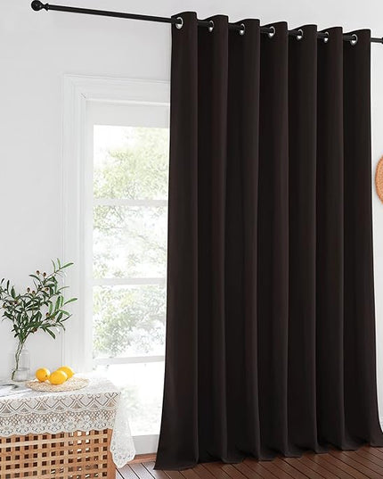 NICETOWN Patio Door Curtain Sound Blocking, Bedroom Privacy Room Divider Curtain, Thermal Insulated Blackout Closet Sliding Door Shade (1 Panel, 100" Wide x 120" Long, Toffee Brown)