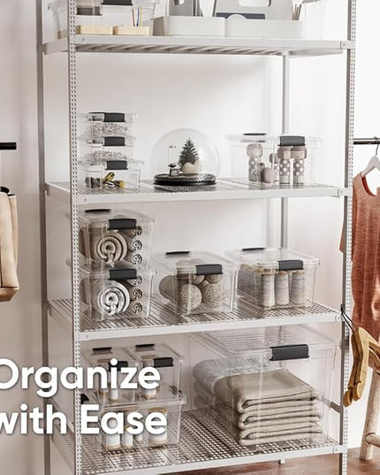 Superio Storage Bins with Lids- 2 Pack, 2.5 Qt Clear Boxes for Organizing, Stackable Plastic Containers- BPA Free, Non-Toxic, Odor Free, Organizer for Home, Office, Dorm