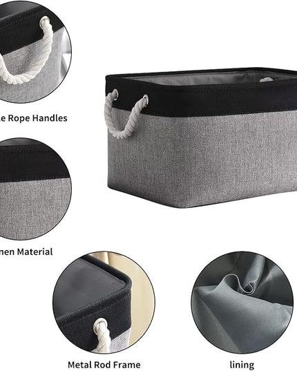 TheWarmHome Storage Basket for Organizing- 16x12x8 inch 1 Pack Fabric Storage Cubes, Bins for Organization for Shelves Organizer Gift Laundry Cloth Toy (Grey & Black)