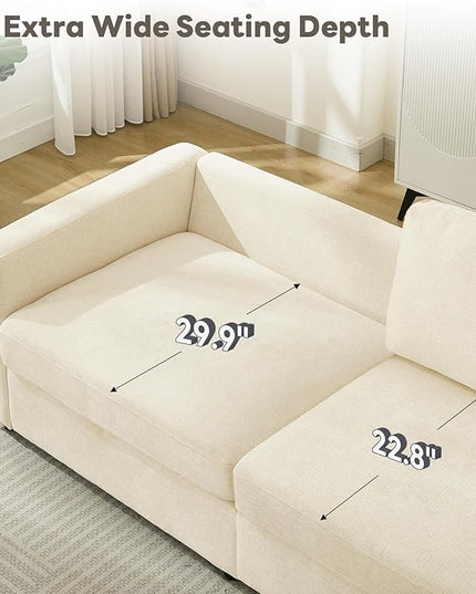 Tbfit Sectional Couch Loveseat, 79" Modern Comfy Sofa with Deep Seat, Removable Cover & Reversible Cushion, Beige