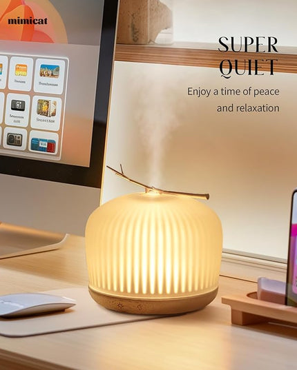 mimicat Quiet Aromatherapy Diffuser Glass: 230ML Ultrasonic Cool Mist Scent for Home with Night Light - Aesthetic for Women Girls