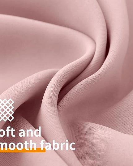 YoungsTex Baby Pink Blackout Curtains 40 Inches Length for Girl Bedroom Window - Thermal Insulated with Grommet Short Room Darkening Drapes for Living Room Kitchen Bathroom, 2 Panels, 42 x 40 Inch
