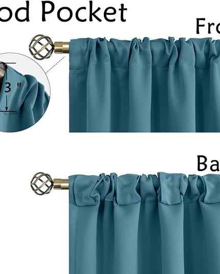 BGment Window Curtains for Bedroom - 84 Inch Rod Pocket and Back Tab Thermal Insulated Room Darkening Curtains for Living Room, 2 Curtain Panels (42 x 84 Inch, Steel Blue)