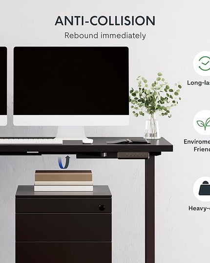 SANODESK L Shaped Electric Standing Desk with Drawer, 63 Inch Ergonomic Adjustable Height Desk with Storage, Corner Desk Sit Stand up Computer Table for Work Office Home, Black