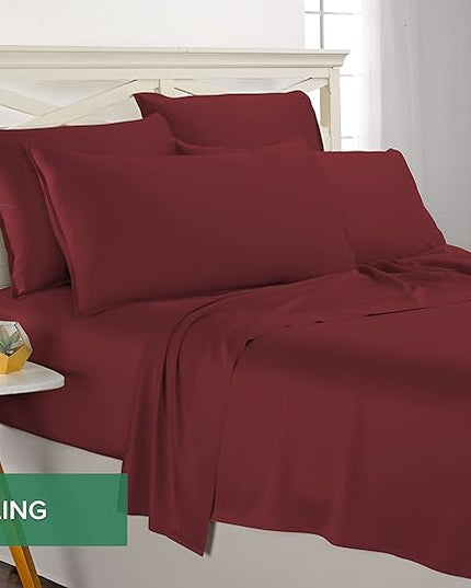 Pure Bamboo Twin Sheets, Genuine 100% Organic Viscose Derived from Bamboo Bed Sheet Set, Luxuriously Soft & Cooling, Double Stitching, 2 Year Quality Promise (Twin, Merlot)