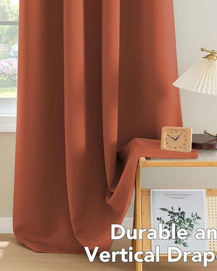 H.VERSAILTEX Blackout Curtains for Bedroom Thermal Insulated Room Darkening Living Room Curtains 84 Inch Long Grommet Privacy Protection Window Curtain Panels/Drapes for Nursery,2 Panels,Orange