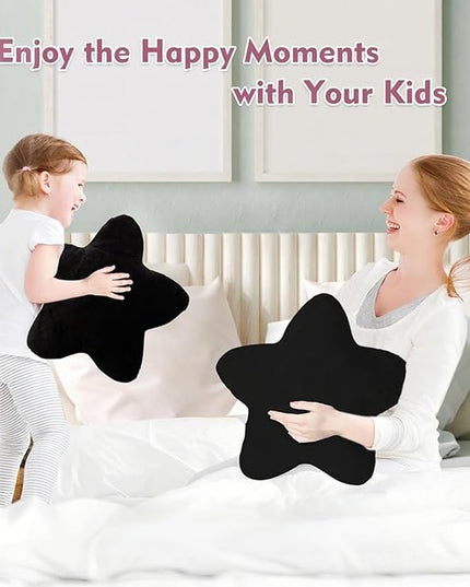Small Star Throw Pillows for Bed, Decorative Throw Pillows for Couch Livingroom,15" Black Pillows Aesthetic Cute Floor Pillow with Soft Plush for Sofa Bedroom Kids Xmas Gift (Black)