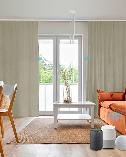 SmartWings Automatic Curtain Opener with Drapery, Motorized Vertical Blinds with Remote, Electric Closet Doors Sliding Panels Compatible with Alexa Google Homekit, 93% Blackout Light Khaki