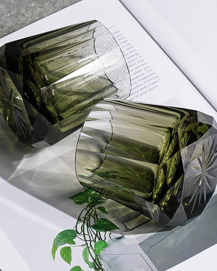 KAMMAK Crystal Whiskey Glasses Set of 2, Handcrafted 6.76oz Old Fashioned Glasses Stemless, Luxury Cocktail Glasses, Hand Blown Scotch Cup for Women, Men Gift for Rocks, Bourbon, Bar Barware