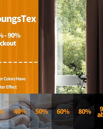 YoungsTex Baby Pink Room Darkening Curtains 72 Inches Length for Nursery - Thermal Insulated with Grommet Blackout Drapes for Girl Bedroom, 2 Panels, 42 x 72 Inch