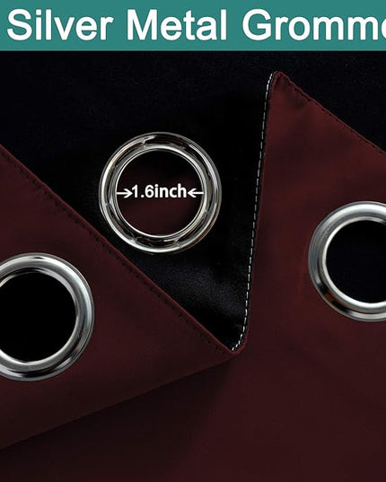 Yakamok 100% Blackout Curtains for Bedroom, Thermal Insulated 2-Layer Lined Blackout Drapes, Full Blackout Curtain Panels for Living Room(Burgundy Red, 2 Panels, 52W x 45L Inch)