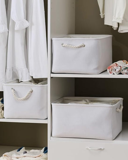 TheWarmHome Storage Basket for Gifts Empty - X Large - 3 Pack 17.7L×13.8W×9.8H in Collapsible Storage Bin for Shelves, Toy Box Storage for Gifts Book Laundry (White)