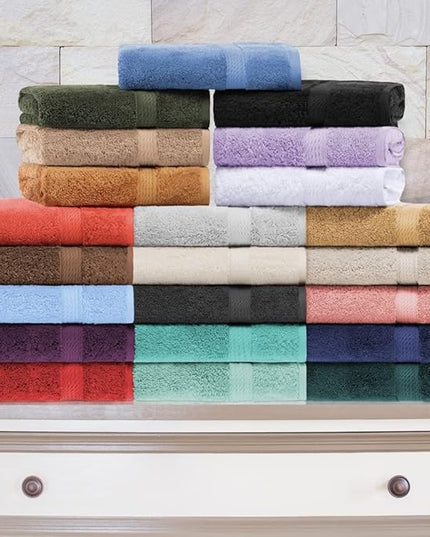 Superior Egyptian Cotton Pile Hand Towel Set of 4, Ultra Soft Luxury Towels, Thick Plush Essentials, Absorbent Heavyweight, Guest Bath, Hotel, Spa, Home Bathroom, Shower Basics, Light Blue