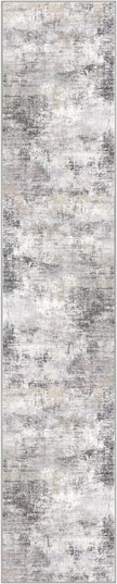 IOHOUZE Abstract Runner Rug 2x10 Ft Washable Runners for Hallways, Non Slip Kitchen Runner Printed Faux Wool Entryway Runner Indoor, Modern Abstract Floor Carpet for Hall Kitchen, Grey Beige