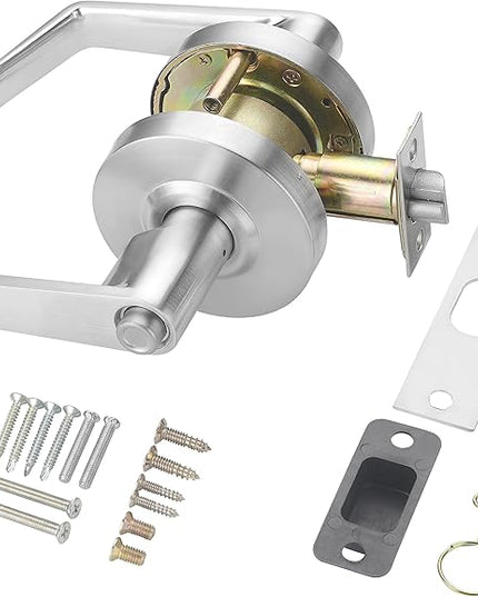 CLG HARDWARE Commercial Lever Door Lock - Heavy-Duty Locking Door Handle, Designer Door Handles, Cylindrical Lever Lock, Non-Handed Grade 2 Industrial Door Handle, 26D Satin Chrome, Privacy/Bathroom