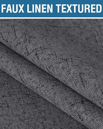 H.VERSAILTEX 100% Blackout Curtains for Bedroom 63 Inches Long Grommet Linen Face Full Light Blocking Curtain Drapes for Living Room Thermal Linen Look Curtains 2 Panels Set, 52" W x 63" L, Grey
