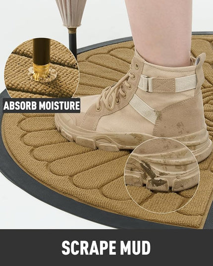 tchdio Door Mat Outdoor Indoor Entrance Doormat-Semicircular Durable Rubber Non Slip Front Door Mat for Outside Inside Entry Entryway Dirt Trapper WelcomeMat for Muddy Paws and Shoes-Yellow 24”x36”
