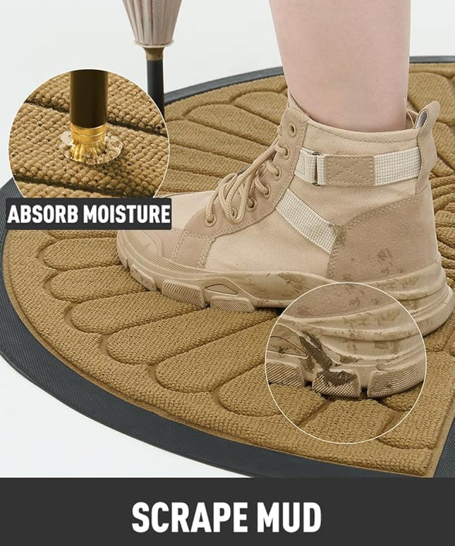 tchdio Door Mat Outdoor Indoor Entrance Doormat-Semicircular Durable Rubber Non Slip Front Door Mat for Outside Inside Entry Entryway Dirt Trapper WelcomeMat for Muddy Paws and Shoes-Yellow 24”x36”