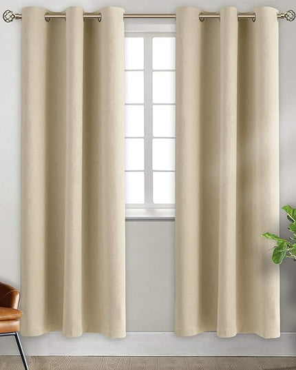 BGment Room Darkening Curtains 84 Inches Long - Grommet Thermal Insulated Drapes Window Treatment Curtains for Bedroom, 2 Panels, 38 x 84 Inch, Beige