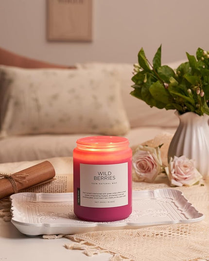 M&SENSE Wild Berries Large Soy Candles for Home Scented Organic Natural Soy Wax Candle 19.4oz 110 Hour Long Lasting, Christmas Holiday Scented Winter Gift for Bedroom Bathroom Home Decor