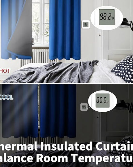 BGment 100% Blackout Curtains for Bedroom 63 Inch Length, Rod Pocket with Thermal Insulated Liner Full Room Darkening Curtains for Living Room, Each Window Curtains 2 Panels, 42 x 63 Inch, Royal Blue
