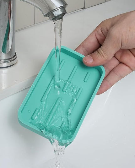 Silicone Kitchen Sink Organizer Tray for Multiple Usage,Easy Clean Sponges Holder for Kitchen Bathroom Counter or Sink,Dish Soap Dispenser,Scrubber,Bottle,Cup Mint 4.9”x 3.2”