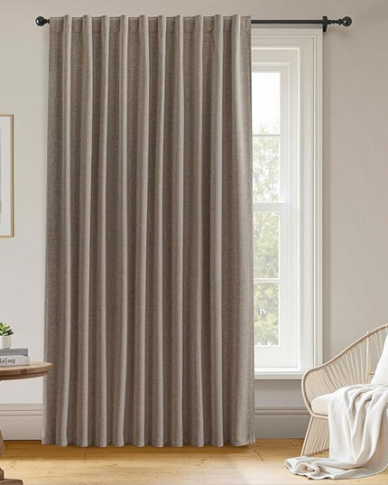 100% Blackout Curtains for Bedroom Room, Custom Curtains Blackout Thermal Insulated 1 Panel, Grommet Light Blocking Drapes for Bedroom Windows Luxury Decor(Custom Size,Beige